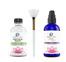 30% Glycolic Acid Skin Face Peel Kit + 2.5% Retinol Hyaluronic Serum & Fan Brush