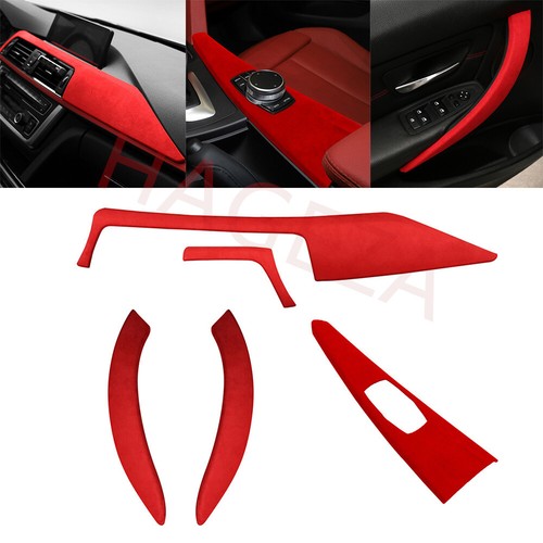5×Suede Red Interior Set Decorative Trim Kits For BMW 3 4 Series F30 3GT 2013-19 - Bild 1 von 18