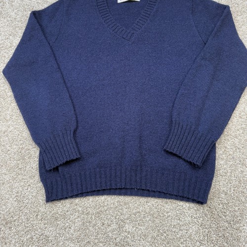 Maglione lana vintage Old Colony donna piccolo blu navy scollo a V Scotch Nap USA - Foto 4 di 13