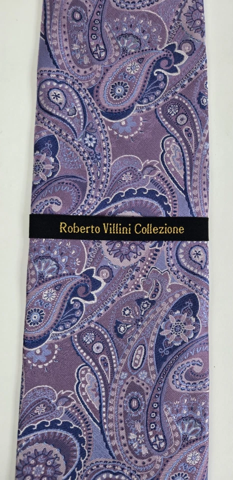 Corbata de seda Roberto Villini Collezione púrpura cachemira Foto 3 de 4