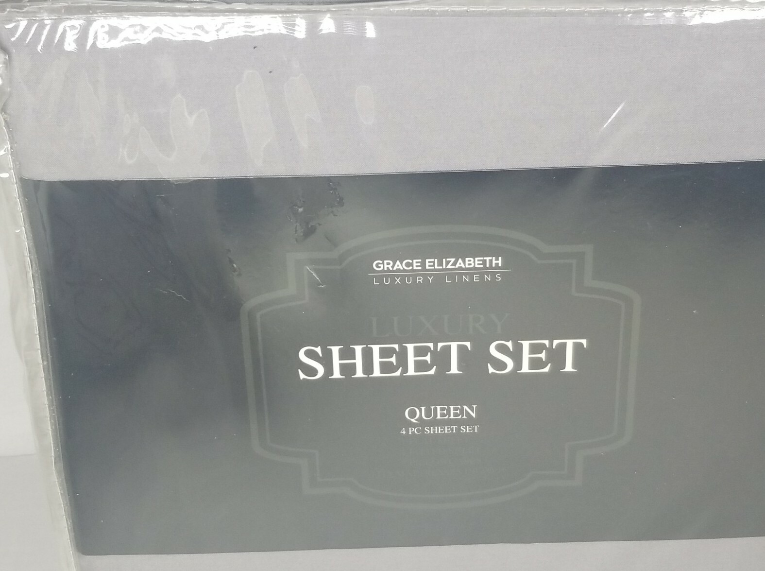 NEW Grace Elizabeth Luxury Linens Queen 4 Piece Sheet Set Gray