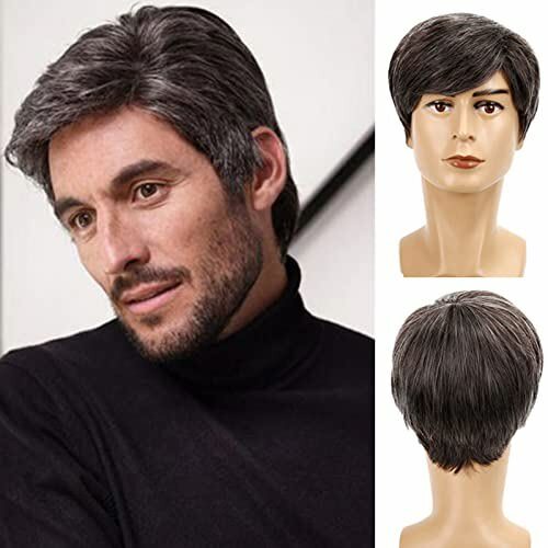  Men's Short Gray Wig Synthetic Costume Halloween Hair Wigs for Men Cosplay USA - Picture 1 of 8