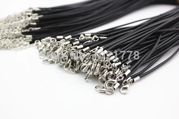 100pcs 1.5mm Black Wax Leather Cord Necklace Rope 45cm Chain Lobster Clasp DIY - image 4 of 4
