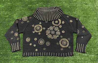 Vintage Michael Simon NY  Knit Sweater With Bead Accents OSFA Medium