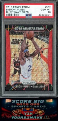 2015-16 Panini Prizm LEBRON JAMES #352 Ruby Wave Prizm #105/350 PSA 10 GEM MINT