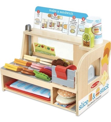 Melissa Doug Slice Stack Sandwich Counter Wooden Kitchen Food