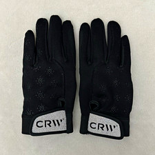 CRW Girls Lined Riding Gloves Black/Gray Logo Polyester Winter/Fall 8 Years