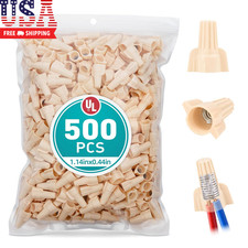 500 Pack Tan Wire Connectors Nuts Winged UL Listed, Large Twist-On Electrical Wi