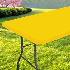 Rectangle Table Cloth, Waterproof Elastic Fitted Tablecloth for 6 Foot Folding T