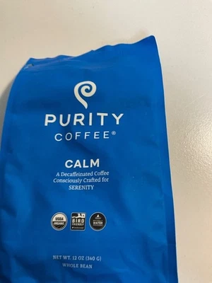 Purity Coffee CALM Decaffeinated Whole Bean Coffee 12oz USDA Organic NEW