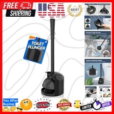 Toilet Plunger with Holder, Plunger with Holder for 5.3-inch Toilet Drain, Pl...