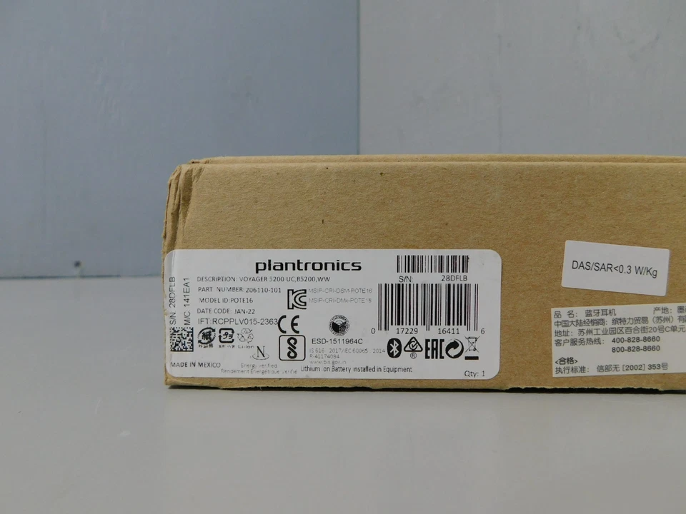 Poly / Plantronics Voyager 5200 UC, B5200,WW POTE16 206110-101 New - Image 3 of 4