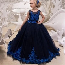 Lovely Ball Gown Flower Girl Dress For Wedding Tulle Royal Floral Applique Kids