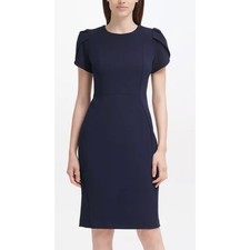 Calvin Klein Tulip-Sleeve Sheath Knee Length Dress Navy Size 6