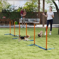 Pawhut Agility Set Hunde, 3-Teiliges Agility AusrüStung Mit Slalomstangen Orange
