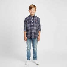 Polo Ralph Lauren Boys 5 Classic Plaid Button Down Long Sleeve Shirt Navy/Red