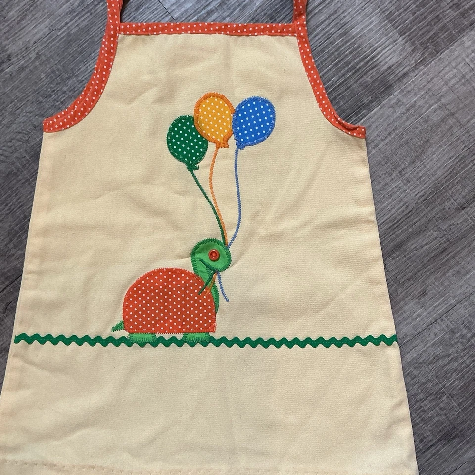 Vintage Toddler Girls Jumper Dress Turtle Appliqué Size 2T Made In USA 80’s - Image 3 of 4