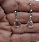 Clear Rhinestone Crystal Sterling Silver Dangle Pierced Earrings Vintage