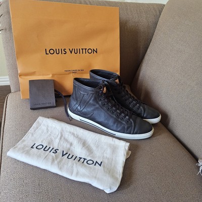 Louis Vuitton High Top Leather Brown Sneakers LV Logo Size 9/10