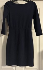 $468 Alice + Olivia Navy With Cross Back Black Lamb Leather Size 2 Sheath Dress