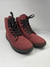 Doc Dr Martens Womens Sz 6 Shoreditch Maroon Burgundy Red Canvas High Top Shoes