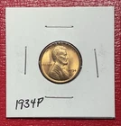 1934 P Lincoln Cent,  Red,  Choice to Gem Uncirculated.