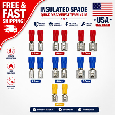 100/50pcs Female Spade Insulated Connectors Crimp Electrical Wire Terminals FDD