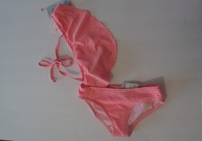 Cat  Jack Girls Swimsuit Coral Stripe 2 Piece Swim Size XS 4/5 - NWT