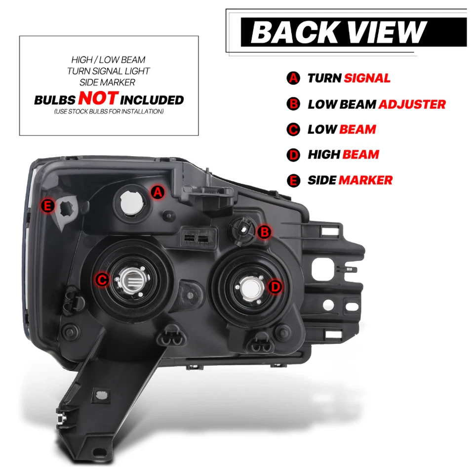 Juego de montaje de faros lentes cromados transparentes 04-15 Nissan Titan 04-07 par Armada Foto 3 de 4