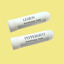 2 Pack Nasal Inhaler Sticks , Aromatherapy Inhalers Lemon And Peppermint