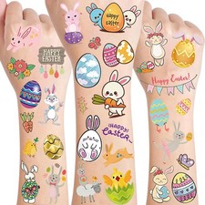 10 Sheets Easter Temporary Tattoos For Hand Face Easter Tattoos Funny Bunny Eggs