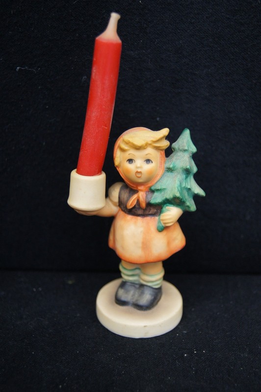 HUMMEL GOEBEL Porcelain Figurine #116 Girl With Fir Tree 3.5" TMK-6