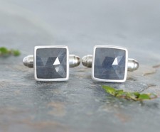 7.5ct Sapphire Cufflinks in Sterling Silver, Brand New