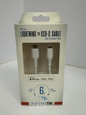 InfiniTek 6ft USB-C Cable for iPhone/iPad/iPod