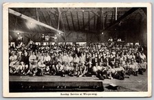 Vintage Wo-po-wog Camp Sunday Service Postcard East Hampton CT AA184