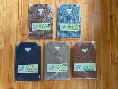 Lot of 5 Vintage HABAND Men’s Sz LARGE Point Collar L/S Shirts - New Old Stock - Image 1 of 4