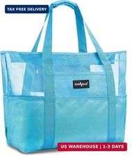 Mesh Beach Bag - Large Waterproof Beach Tote Bag with Zipper