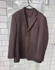 Versace Classic Wool Men's Brown Pinstripe Suit Jacket Blazer large 40 inches 