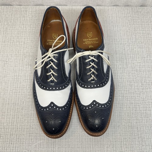 ALLEN EDMONDS 1776 Red Whitte Blue Wingtip Spectator Dress Shoes 10.5 B Dainite - Picture 5 of 13