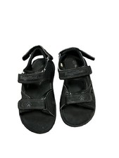 Rugged Bear Kids Black Gray Sandals Adjustable Straps Paw Print Accents 10