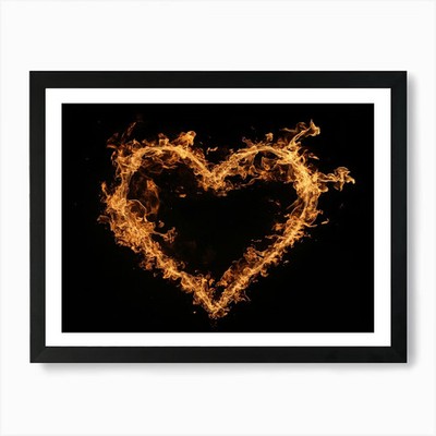 Flamming Heart (30) Art Print Framed Wall Art Poster Canvas Print Picture