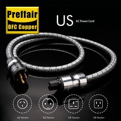 Audiophile   HiFi Audio Power Cable US EU Schuko Amplifier AC Power Cord