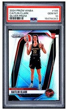 CAITLIN CLARK 2024-25 PANINI PRIZM WNBA SILVER ROOKIE RC #145 FEVER PSA 10 Q5939