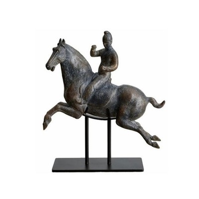 Pferd Statue mit Reiter Tischplatte Reiterstatue Wabi-Sabi