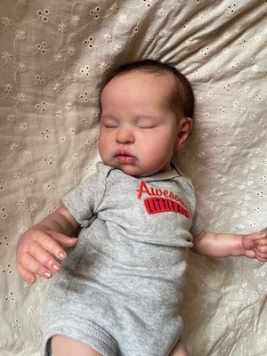 Reborn Baby Doll 45cm Realistic Doll Dark Brown Hair 1kg