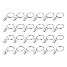 1.25" Curtain Clip Rings Hooks 3.5mm Iron Silver Drapery Ring 24Pcs