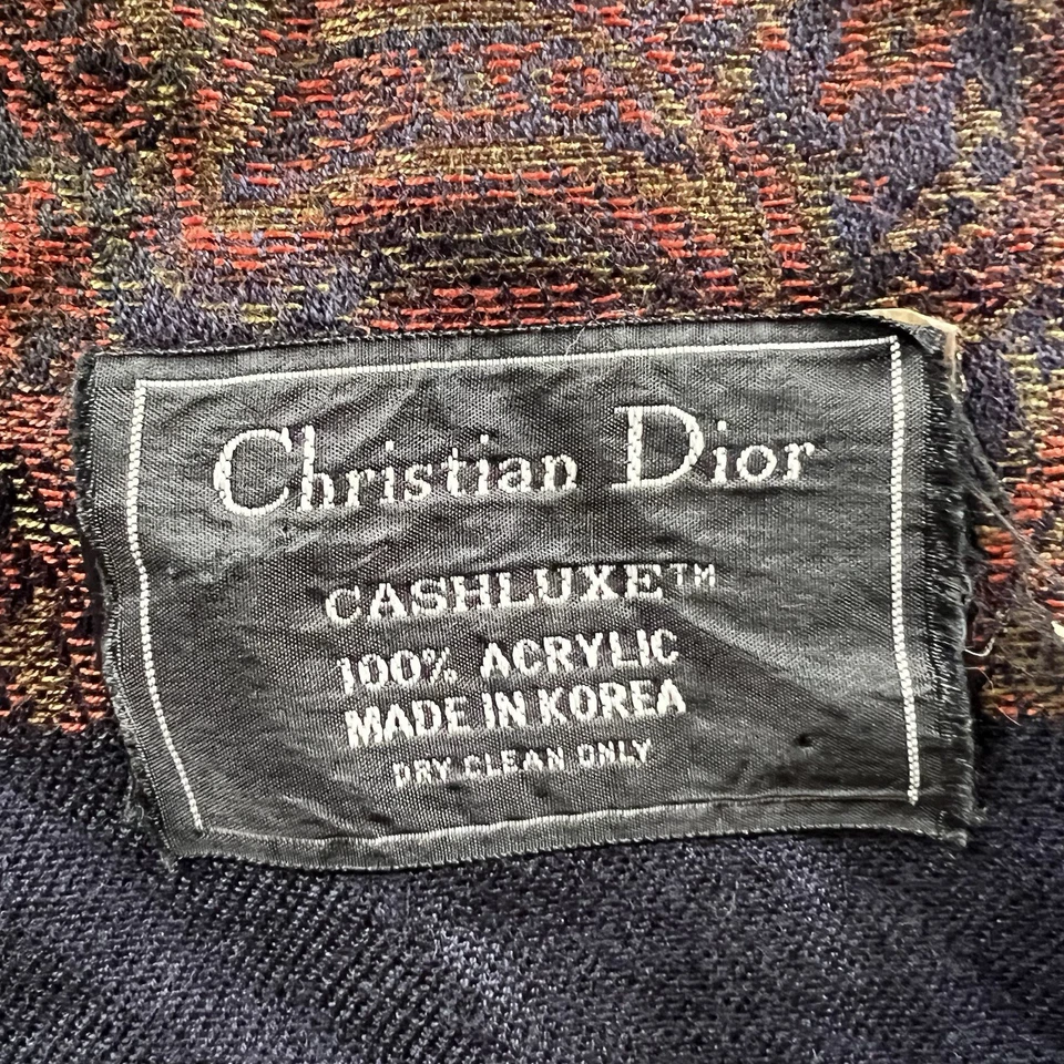 Vintage Christian Dior Scarf Wrap Paisley Fringe Cashluxe 100% Acrylic 62”x11” - Image 3 of 4