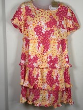 Umgee Pink & Yellow Floral Tiered Mini Dress