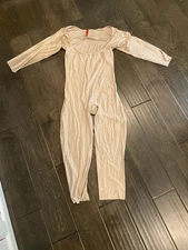 Spanx 1X Suit Your Fancy Open Bust 3/4 Sleeve Catsuit Womens Champagne