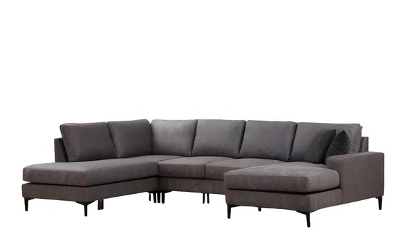 Graues Designer Sofa Moderne Wohnzimmer Stoffcouch Designer U-Form MöBel-image